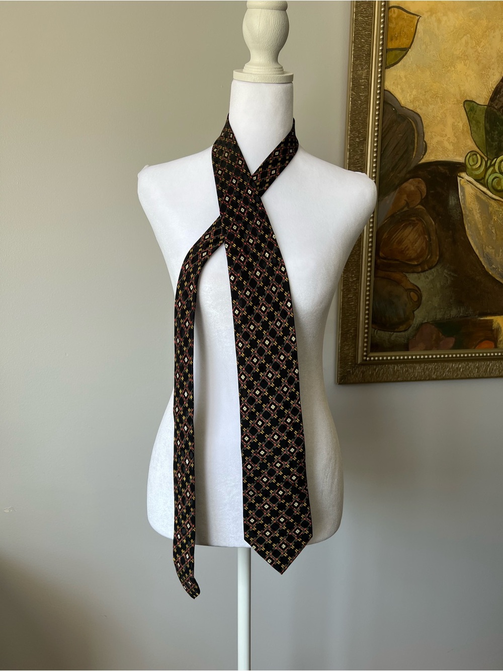 Brioni Roma Men's 100% Silk Neck Tie Handmade in Italy Geometric Pattern Luxury